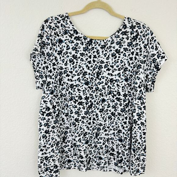Ellos Women's Animal Print Short Sleeve 100% Cotton Slub T Shirt Size 18/20 - Picture 1 of 7